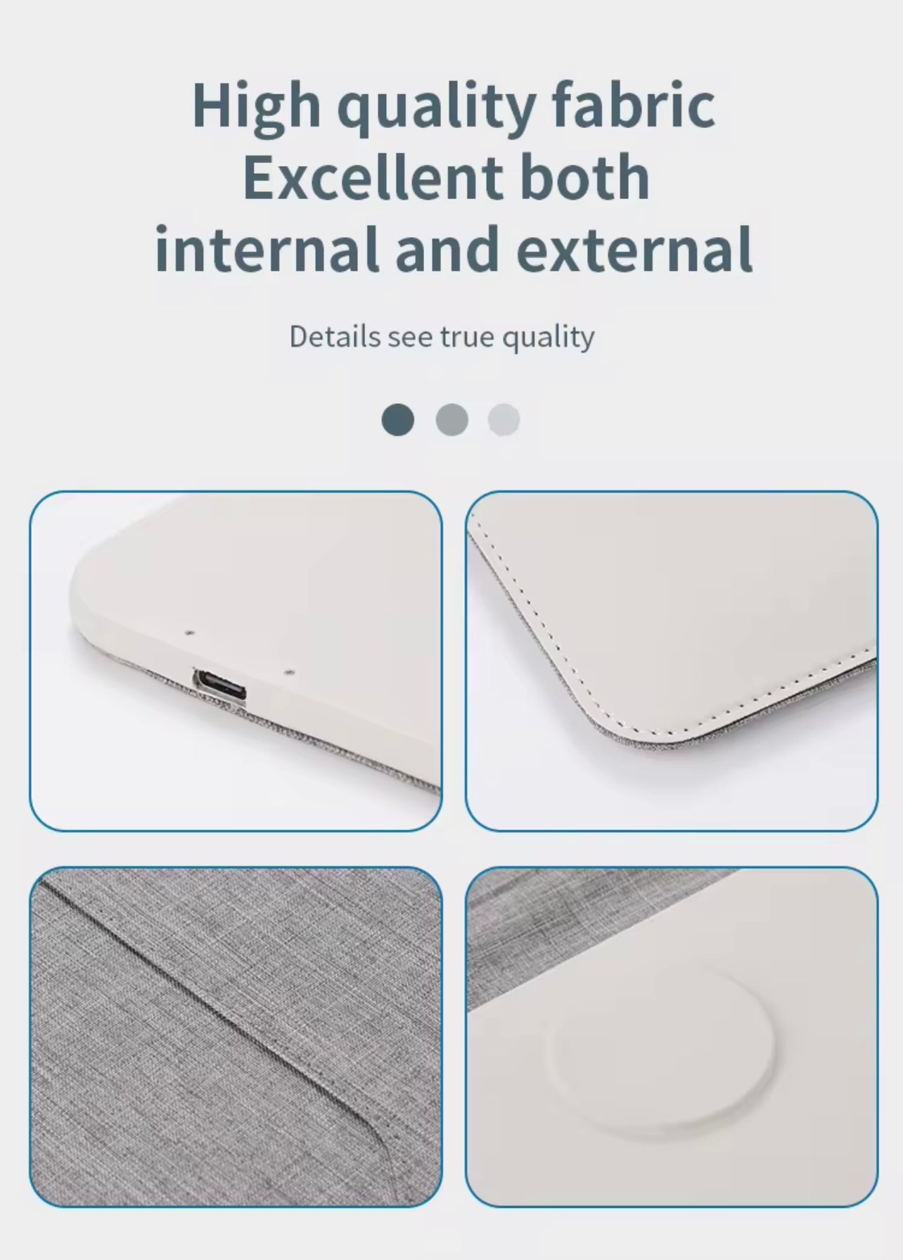 Wit Laptophoes met draadloze oplader USB C geschikt voor Smartphone , smartwachtes en draadloze oordoppen. Kantoor bureau - Ondernemers.
